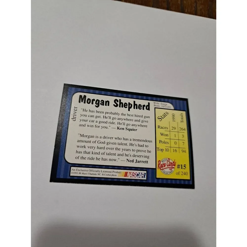 Vintage 1991 Maxx Morgan Shephard #15 Race Car Nascar Trading Card